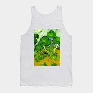 GREEN AND PURPLE VAN GOGH STYLE MUSHROOMS Tank Top